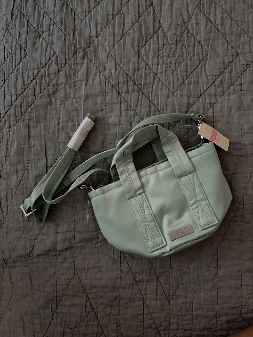 PINK Victoria's Secret Mint Green Mini Tote Crossbody Bag